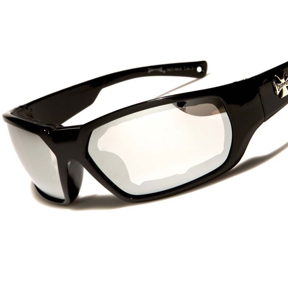 Choppers Motorcycle Biker Riding Foam Padded Wrap Mirror Lens Goggles Sunglasses